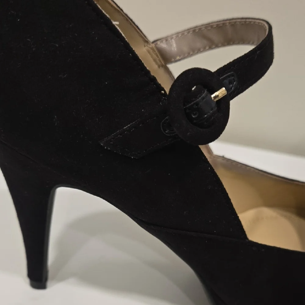 Unisa Black Suede Mary Jane Pumps with Ankle Strap